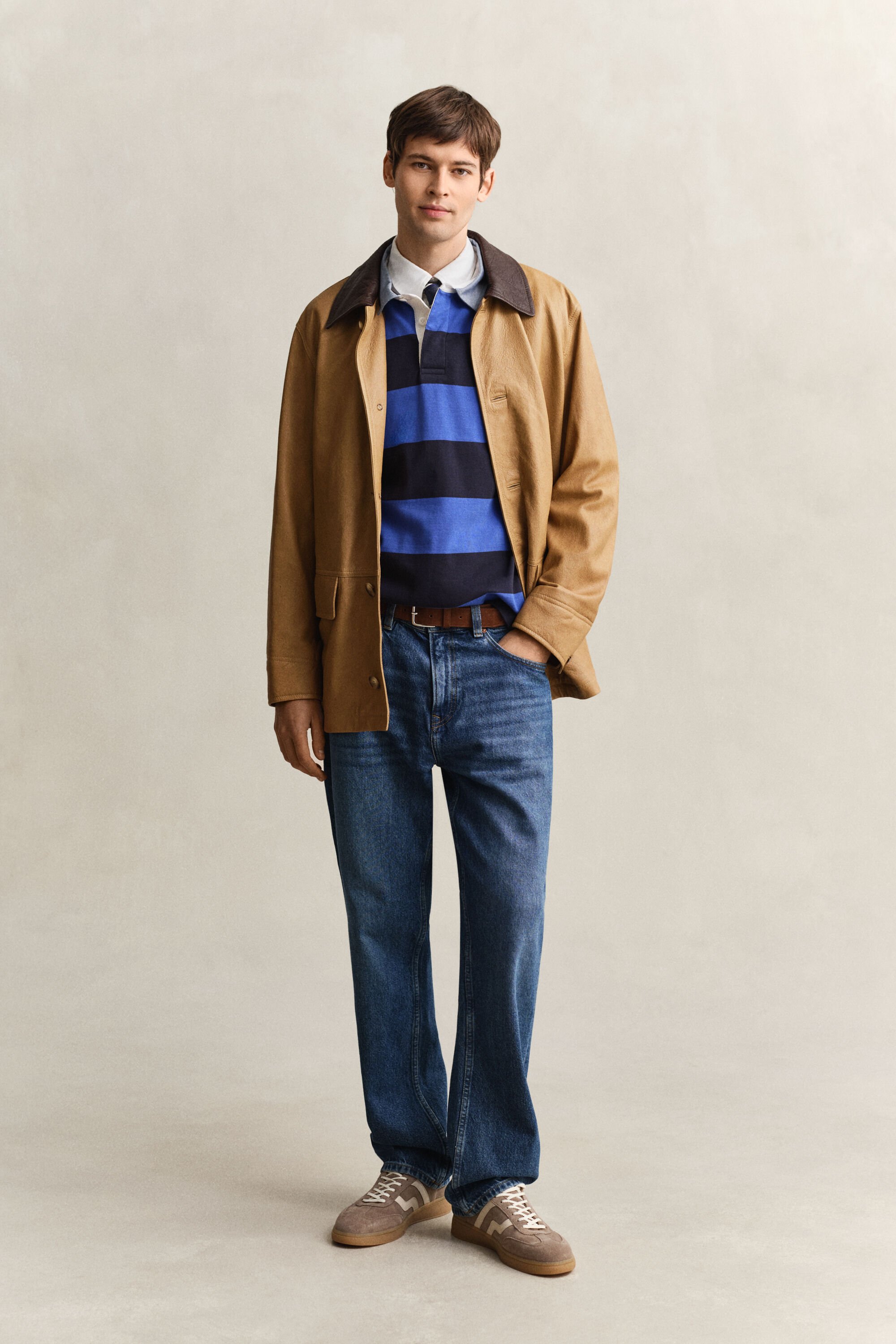 Chambray Collar Striped Heavy Rugger