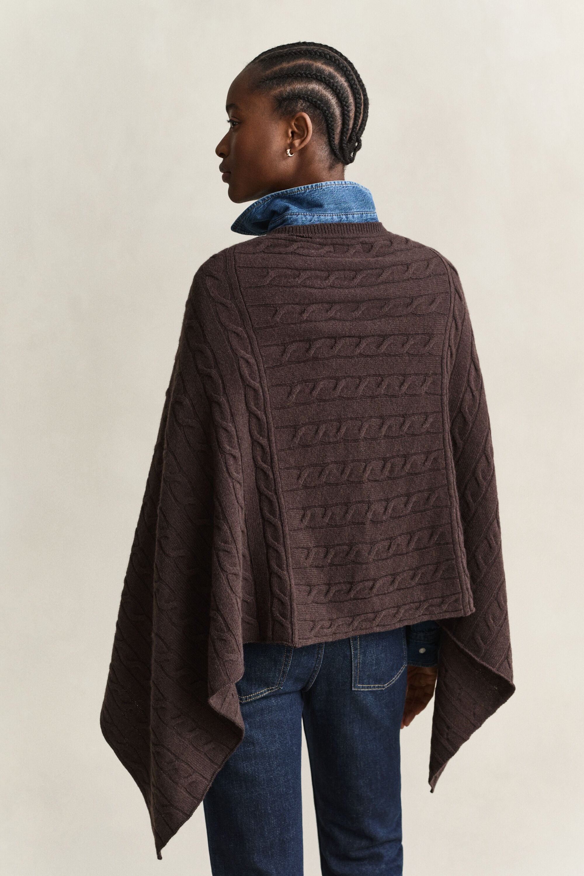 Wool Cable Knit Poncho