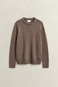 Wool Blend Nepps Crew Neck Sweater — FADED TAUPE 1