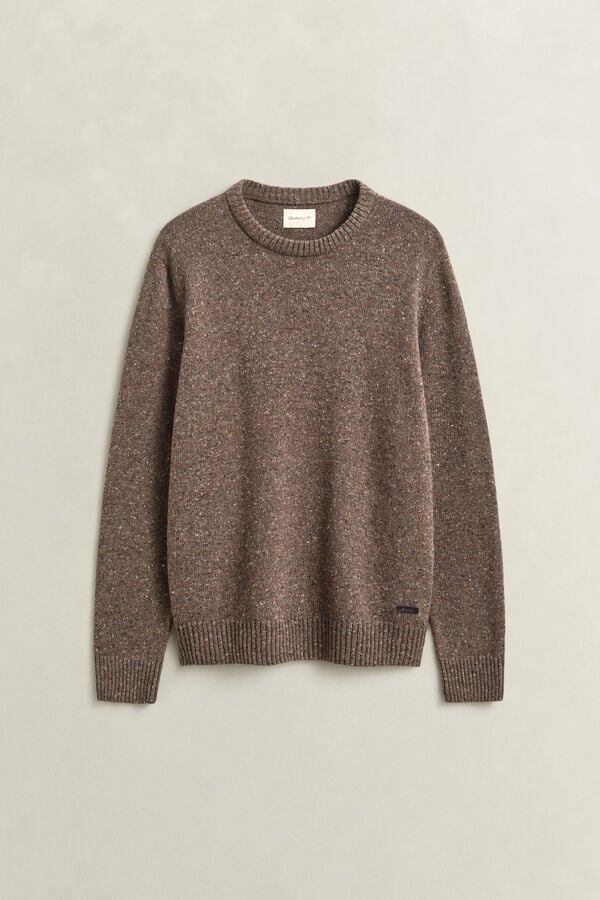 Wool Blend Nepps Crew Neck Sweater — FADED TAUPE