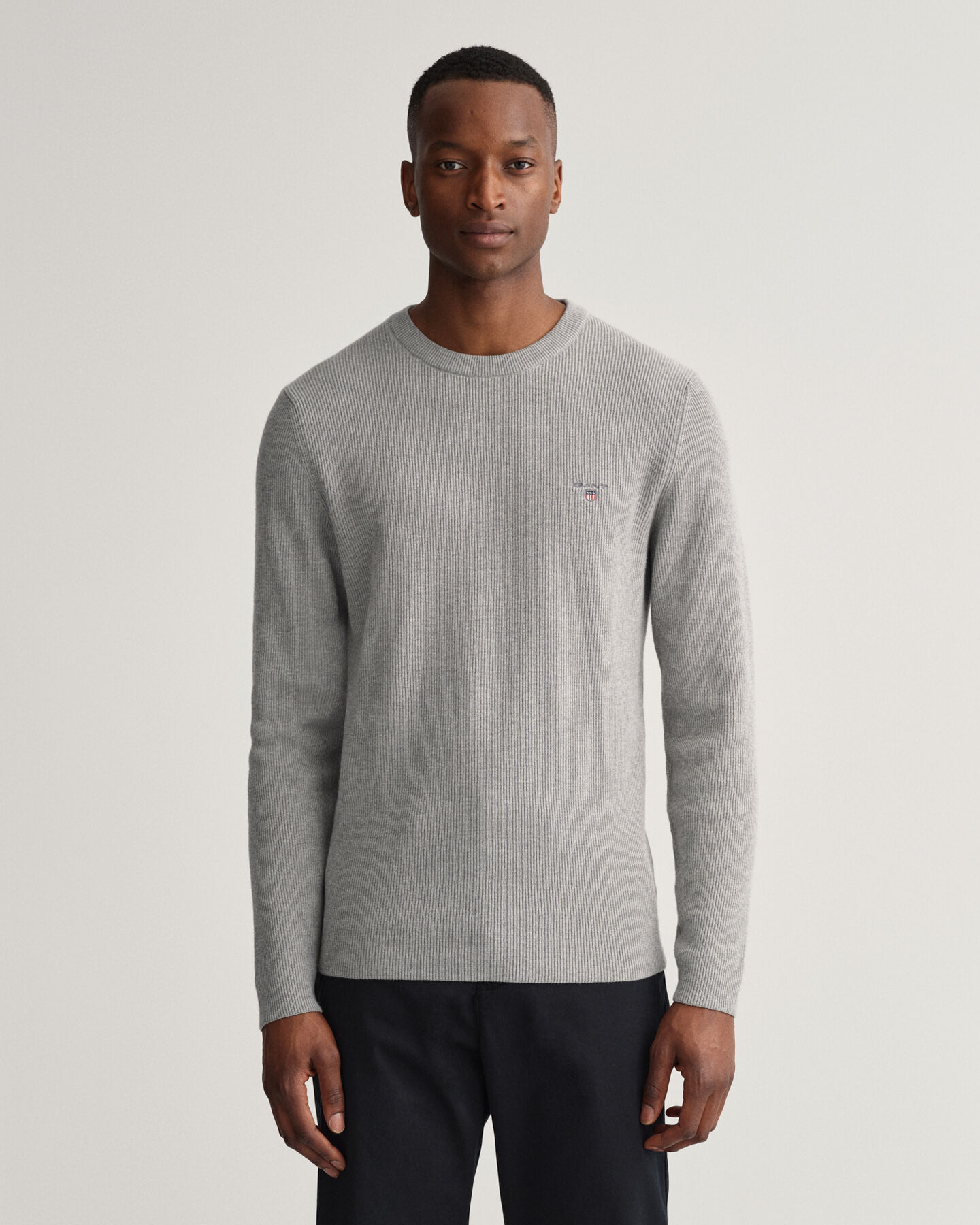 Rib Texture Crew Neck Sweater