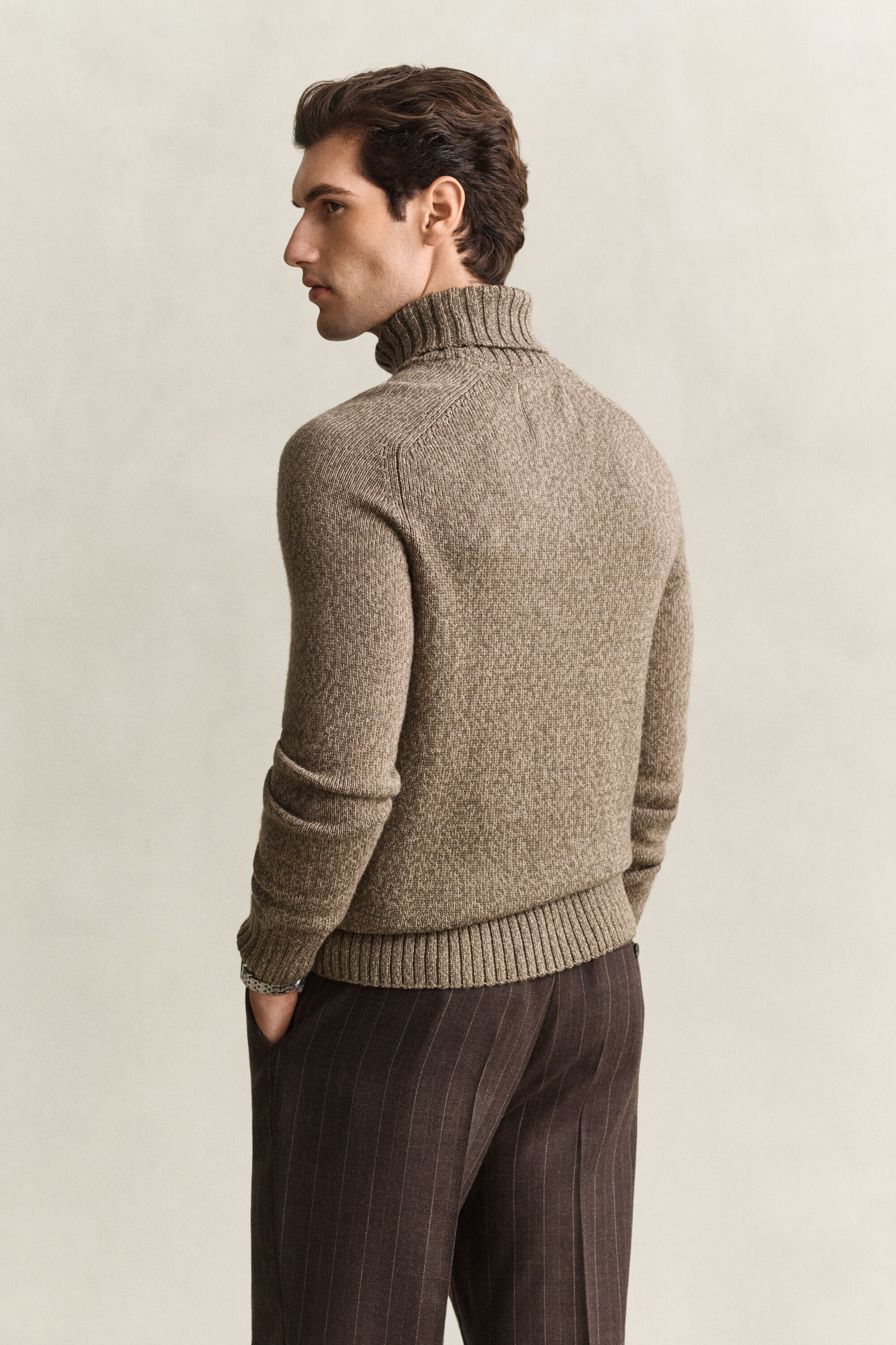 Wool Mouliné Blend Turtleneck Sweater