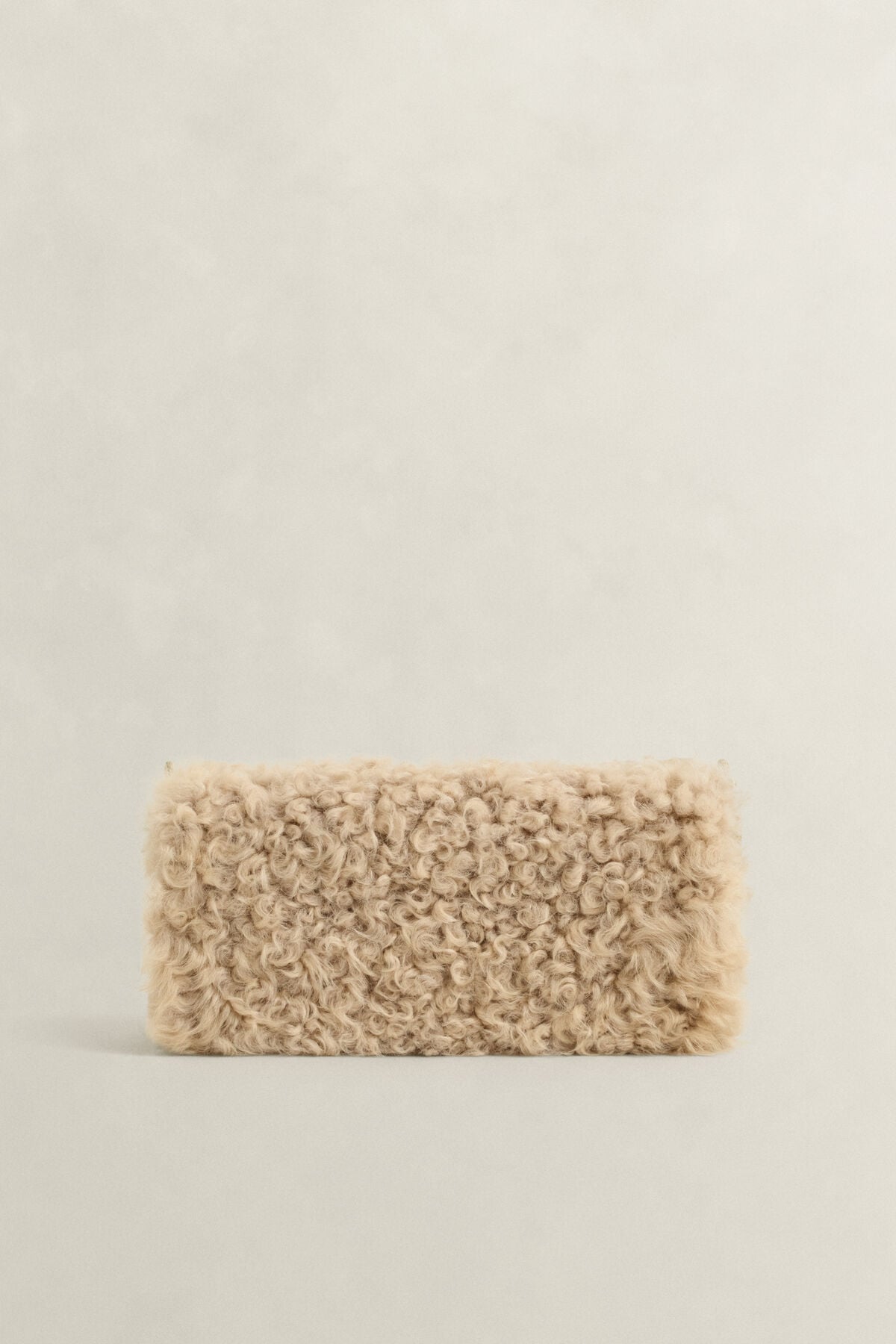 Shearling Clutch — CARAMEL BROWN