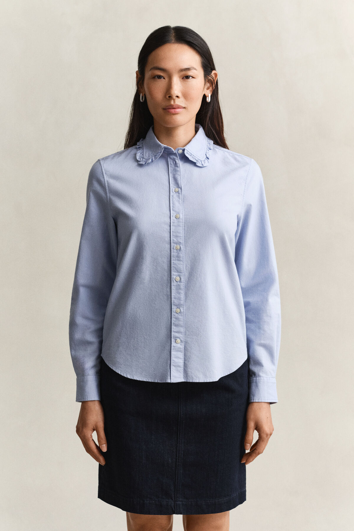 Frilly Classic Oxford Shirt — MISTY LAVENDER
