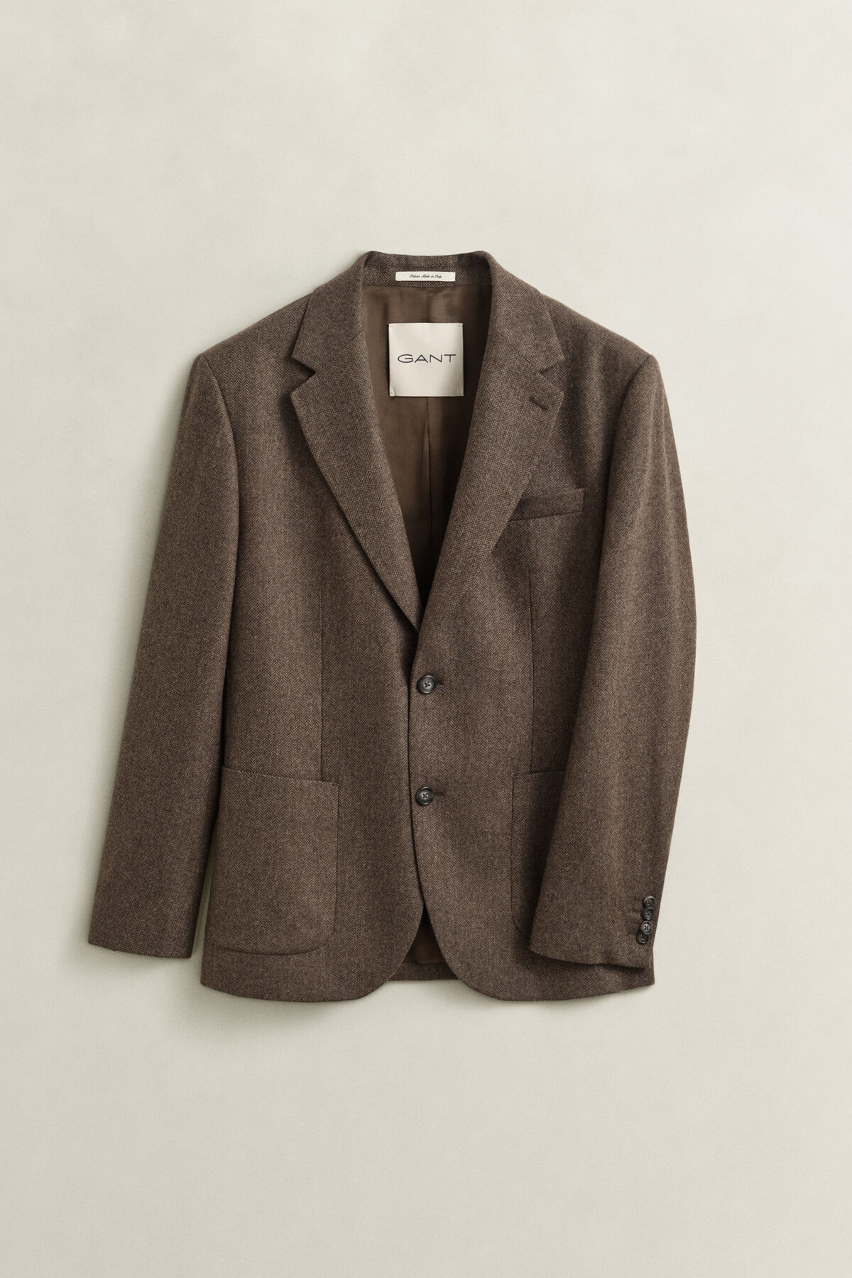 Wool Herringbone Suit Jacket — BLACK BROWN