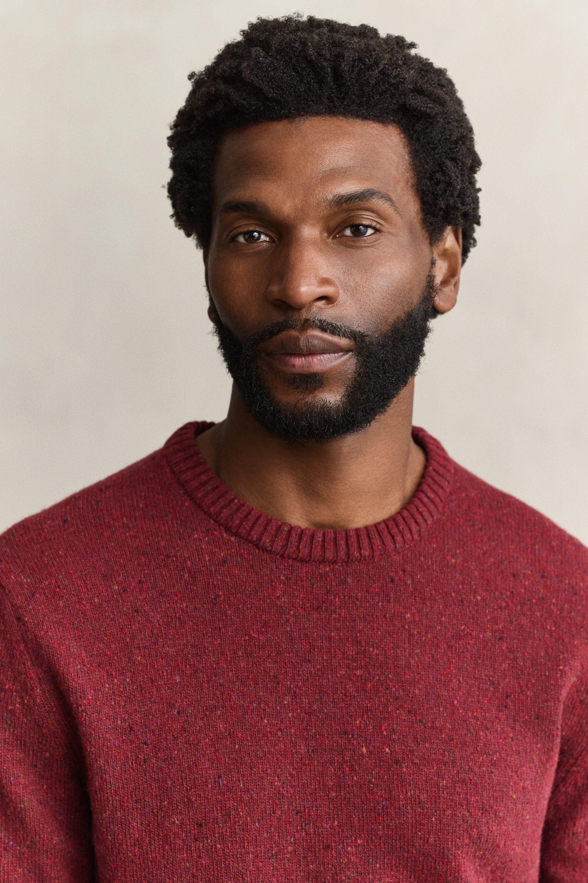 Wool Blend Nepps Crew Neck Sweater