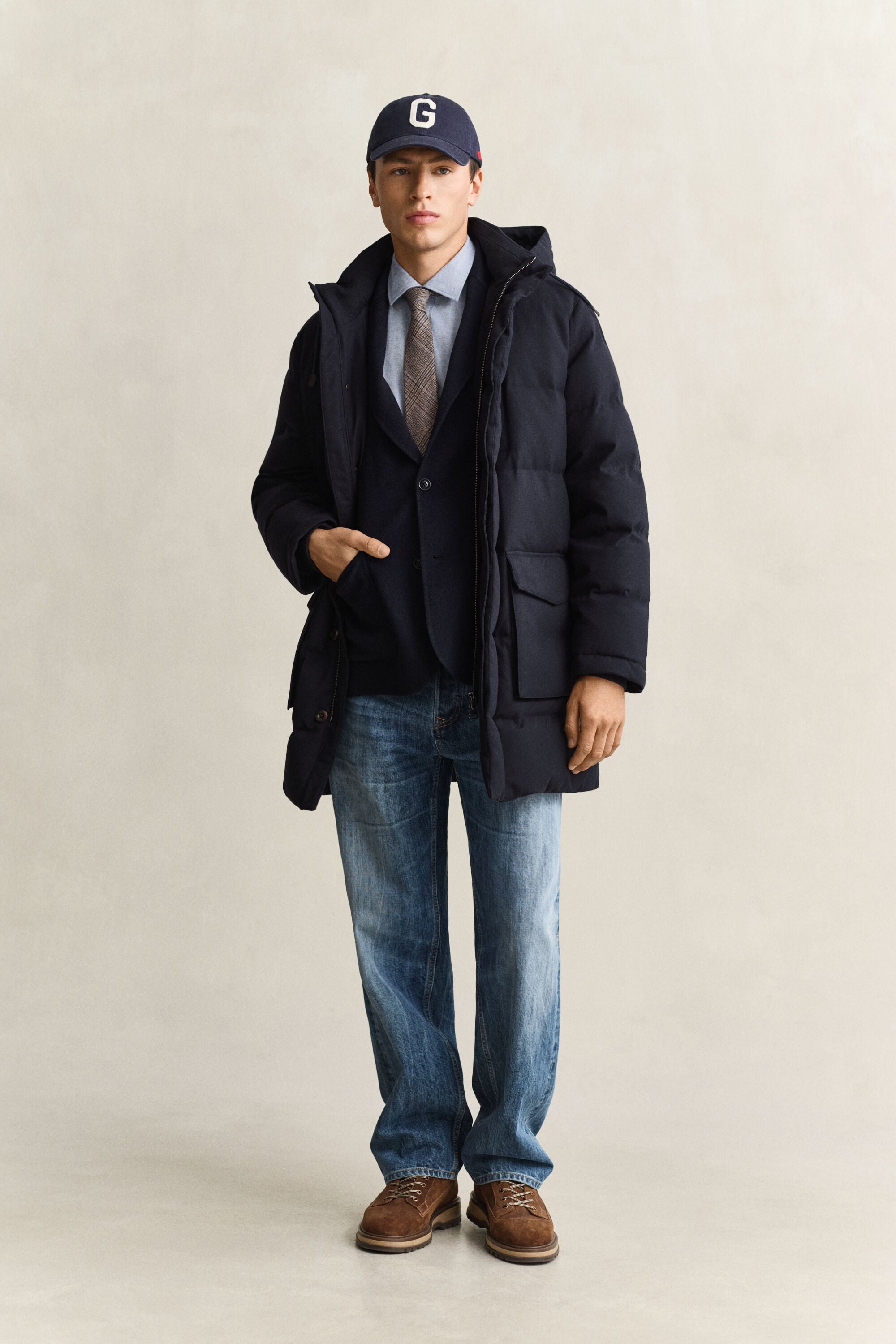 Flannel Down Mid Jacket