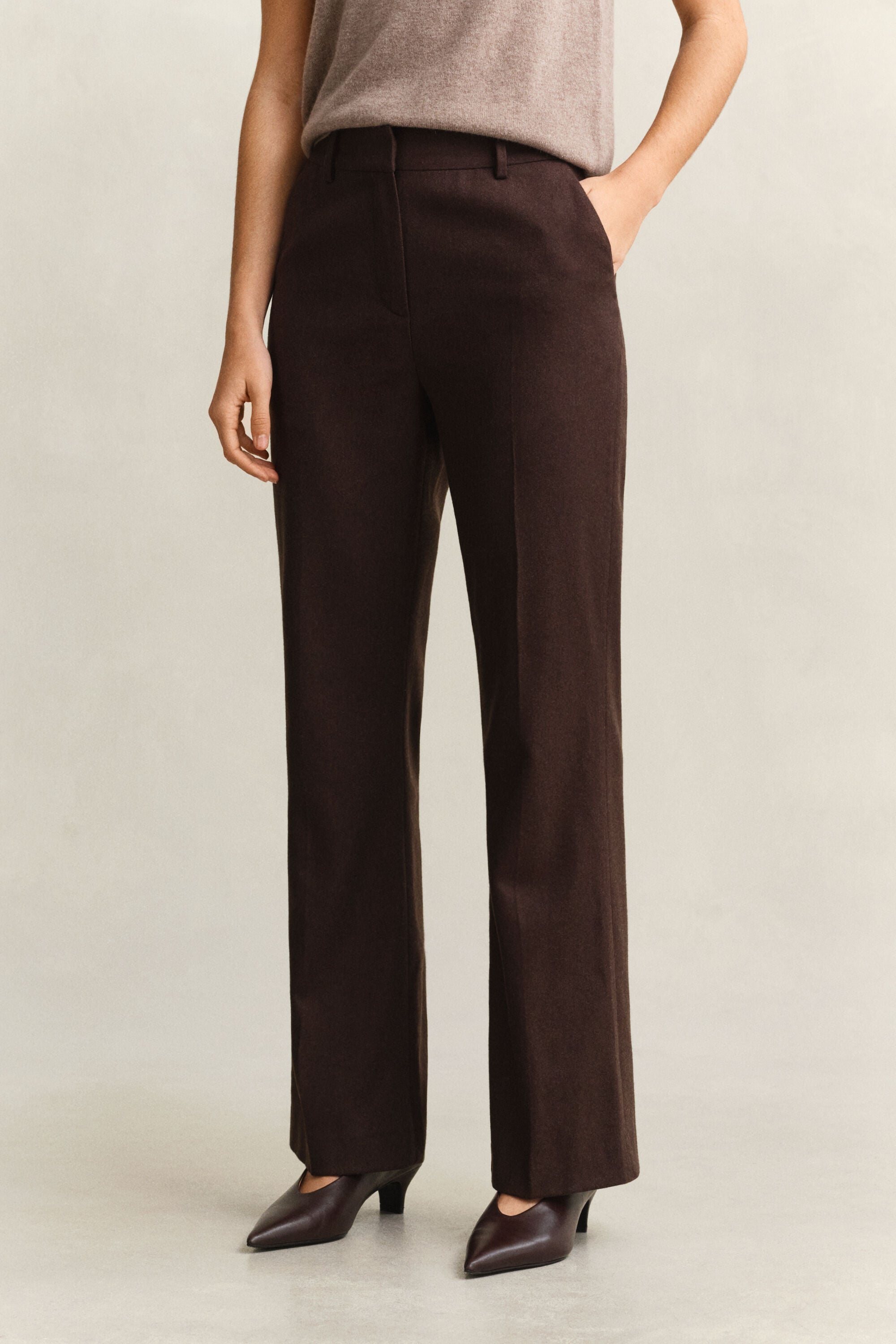 Slim Flared Flannel Pants