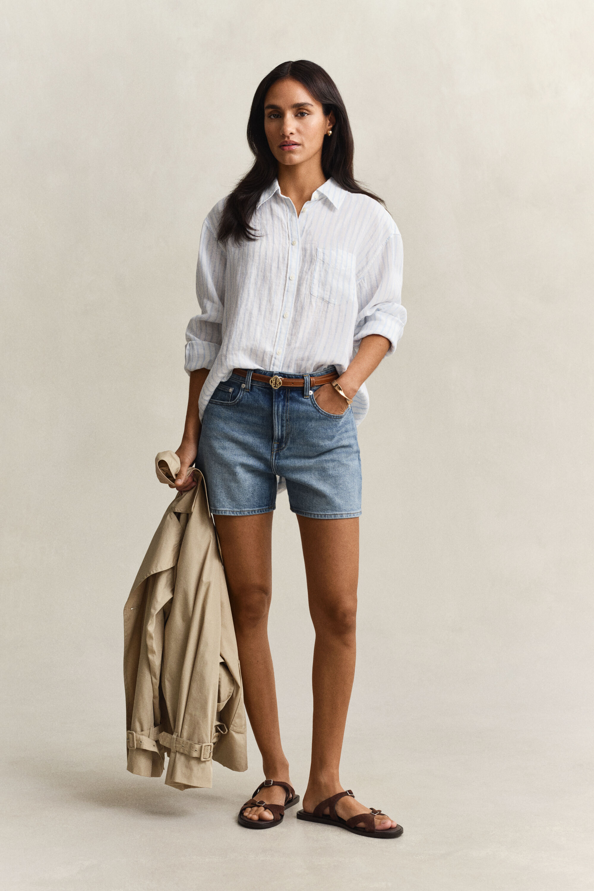 Relaxed Fit Striped Linen Shirt