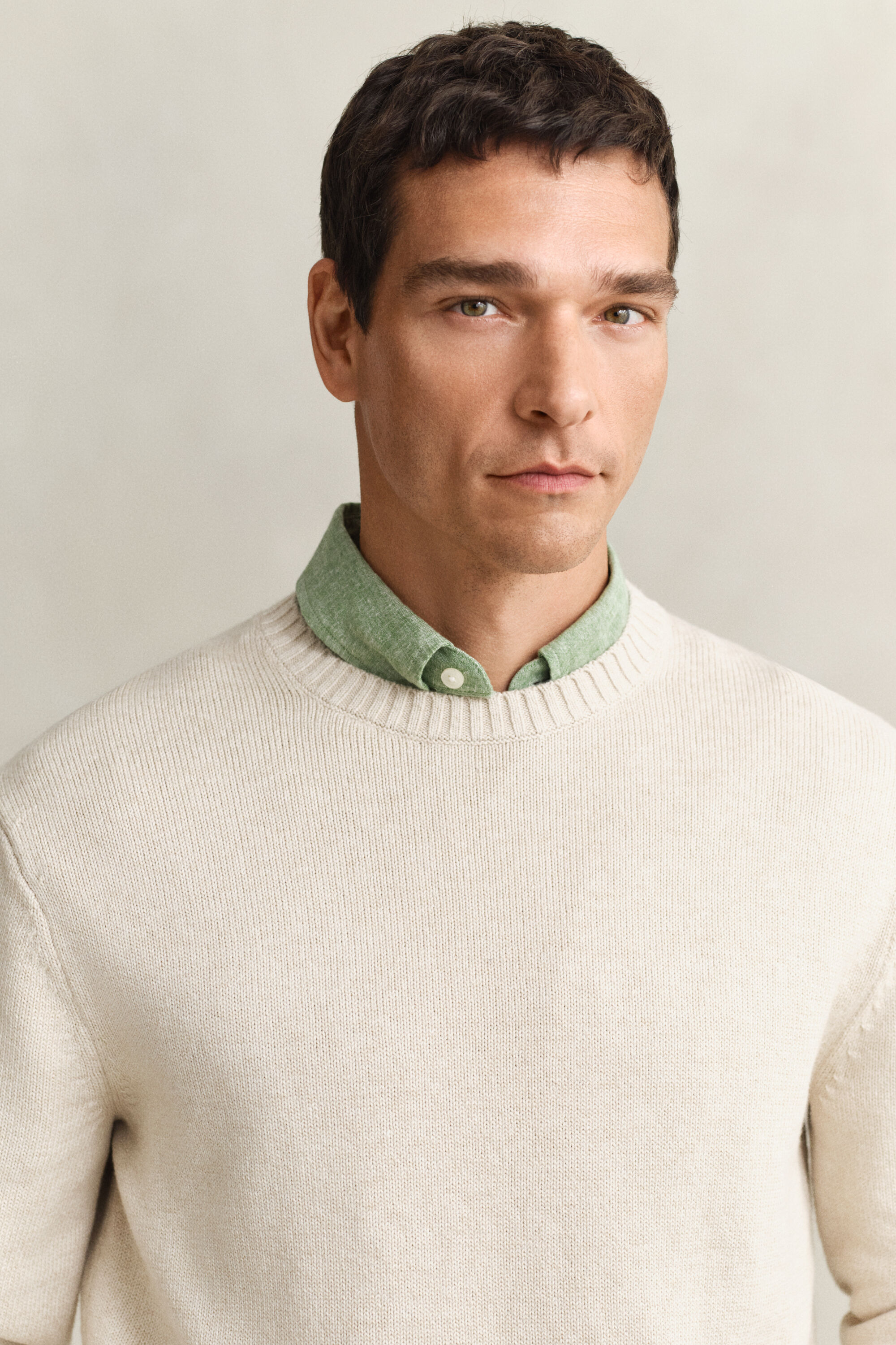 Cotton Blend Crew Neck Sweater