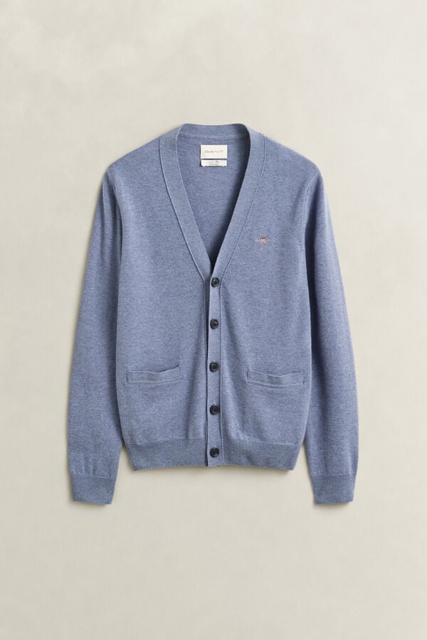 Lambswool V-Neck Cardigan — BLUE HORIZON