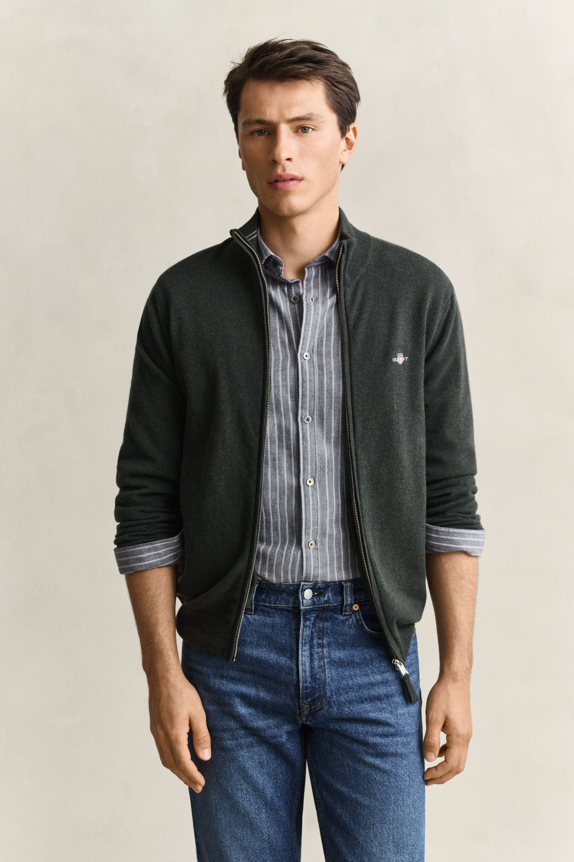 Lambswool Zip Cardigan