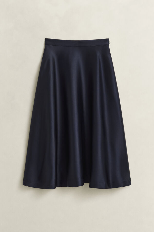 Volume Satin Skirt — EVENING BLUE