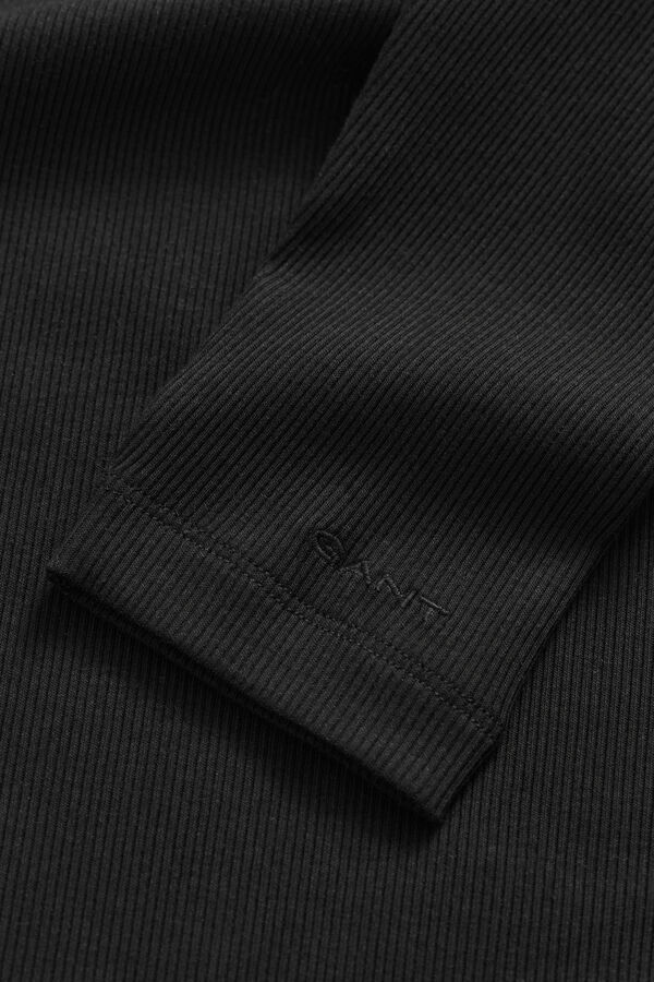 Ribbed Turtleneck Top — BLACK