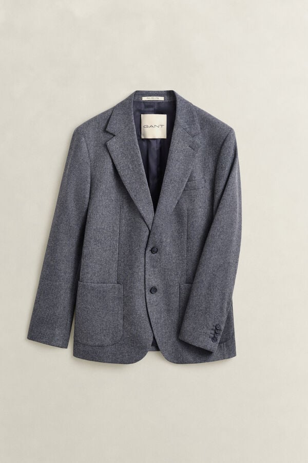 Wool Herringbone Suit Jacket — PERSIAN BLUE