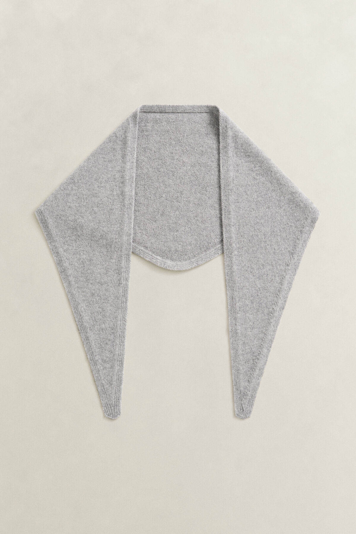 Wool Cashmere Triangle Scarf — GREY MELANGE