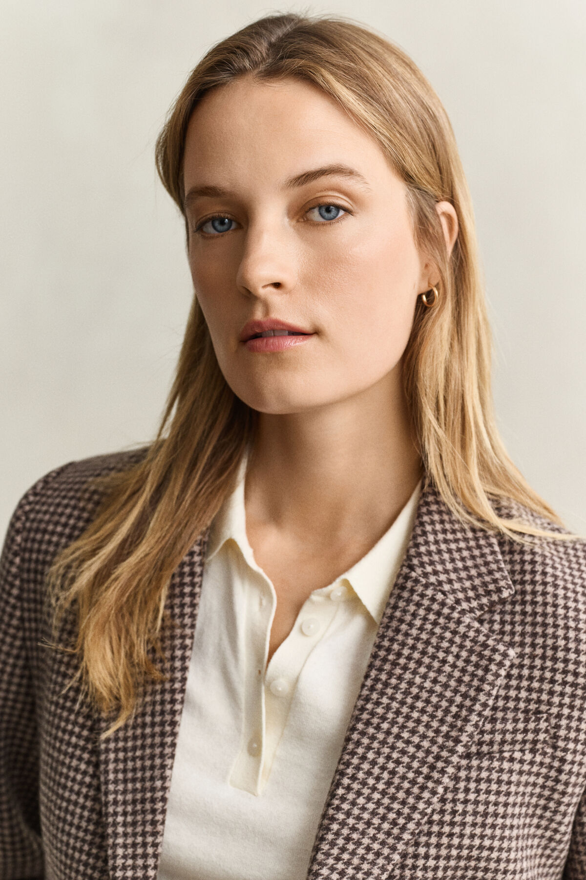 Houndstooth Blazer — FADED TAUPE