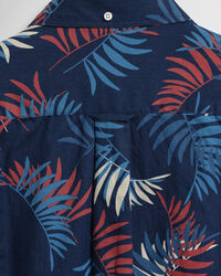 Regular Fit Surf Palm Print Indigo Shirt