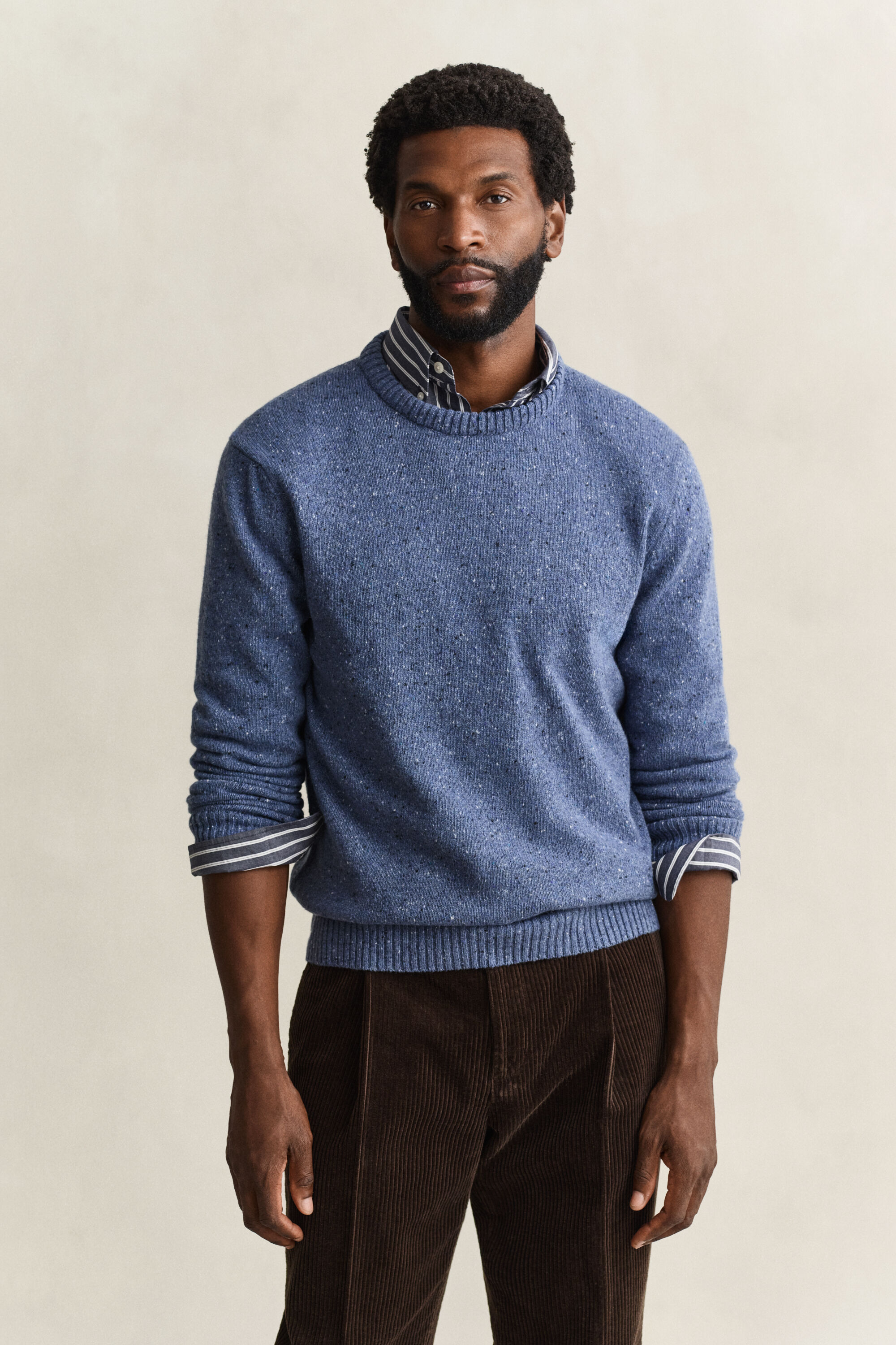 Wool Blend Nepps Crew Neck Sweater