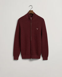 Cotton Texture Full-Zip Sweater