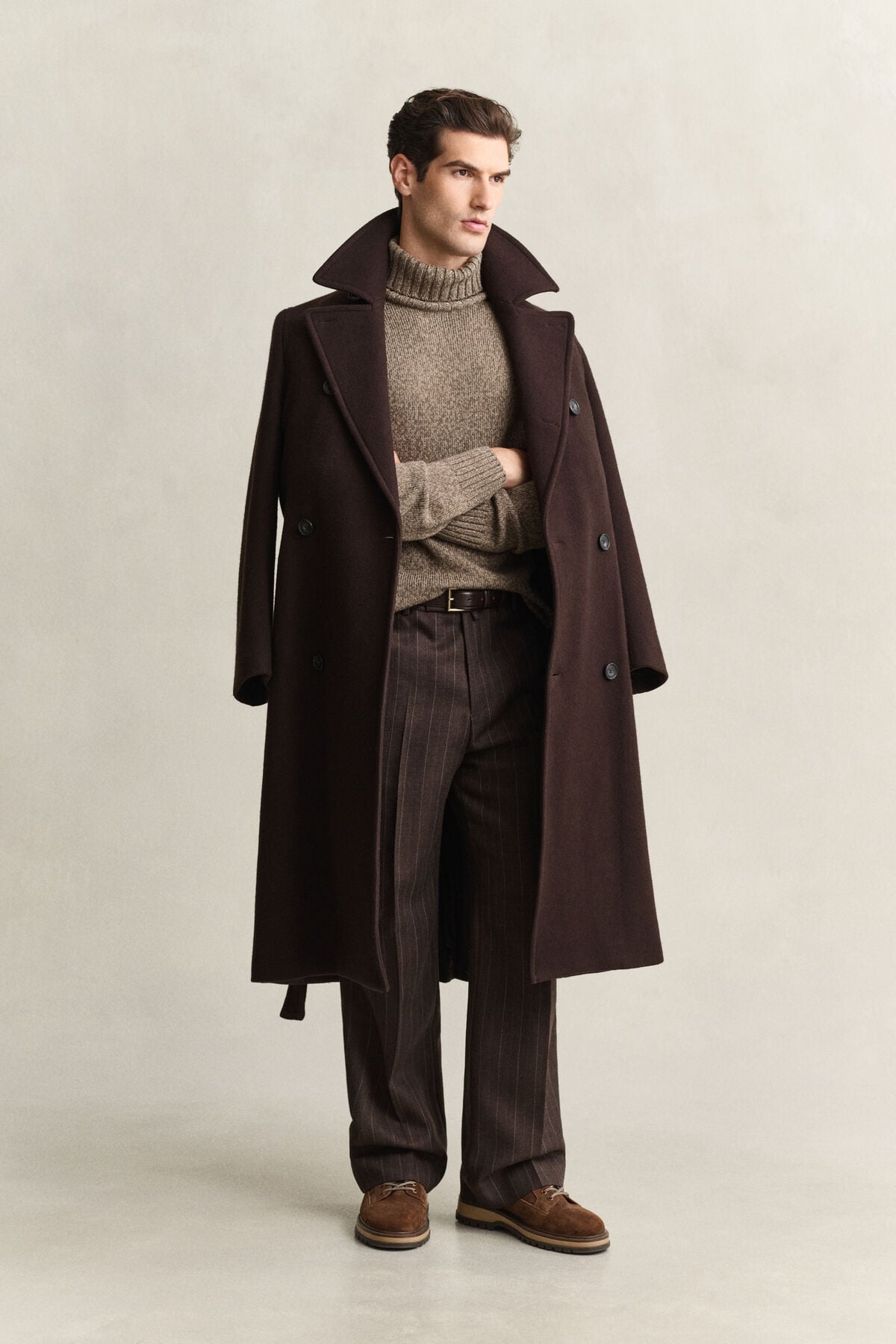 Wool Mouliné Blend Turtleneck Sweater — FADED TAUPE