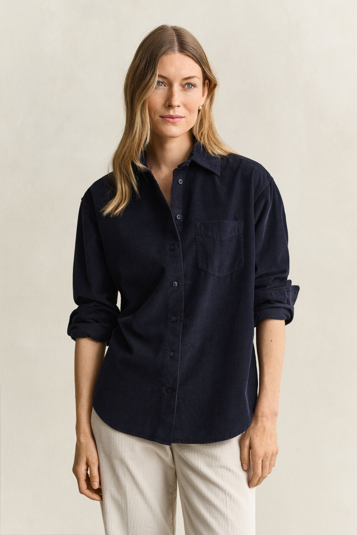 Relaxed Corduroy Shirt — EVENING BLUE