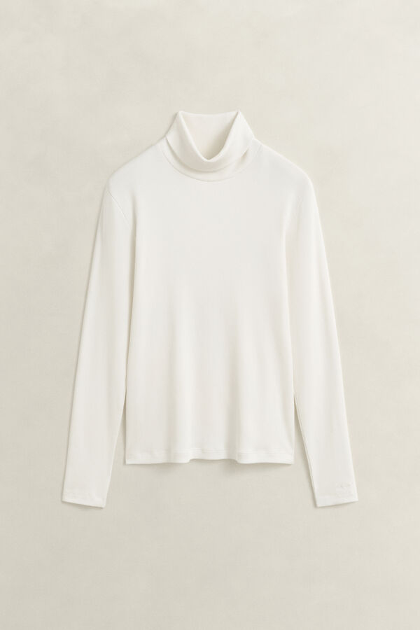 Ribbed Turtleneck Top — EGGSHELL