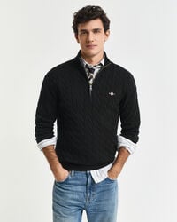 Cotton Cable Knit Half-Zip Sweater