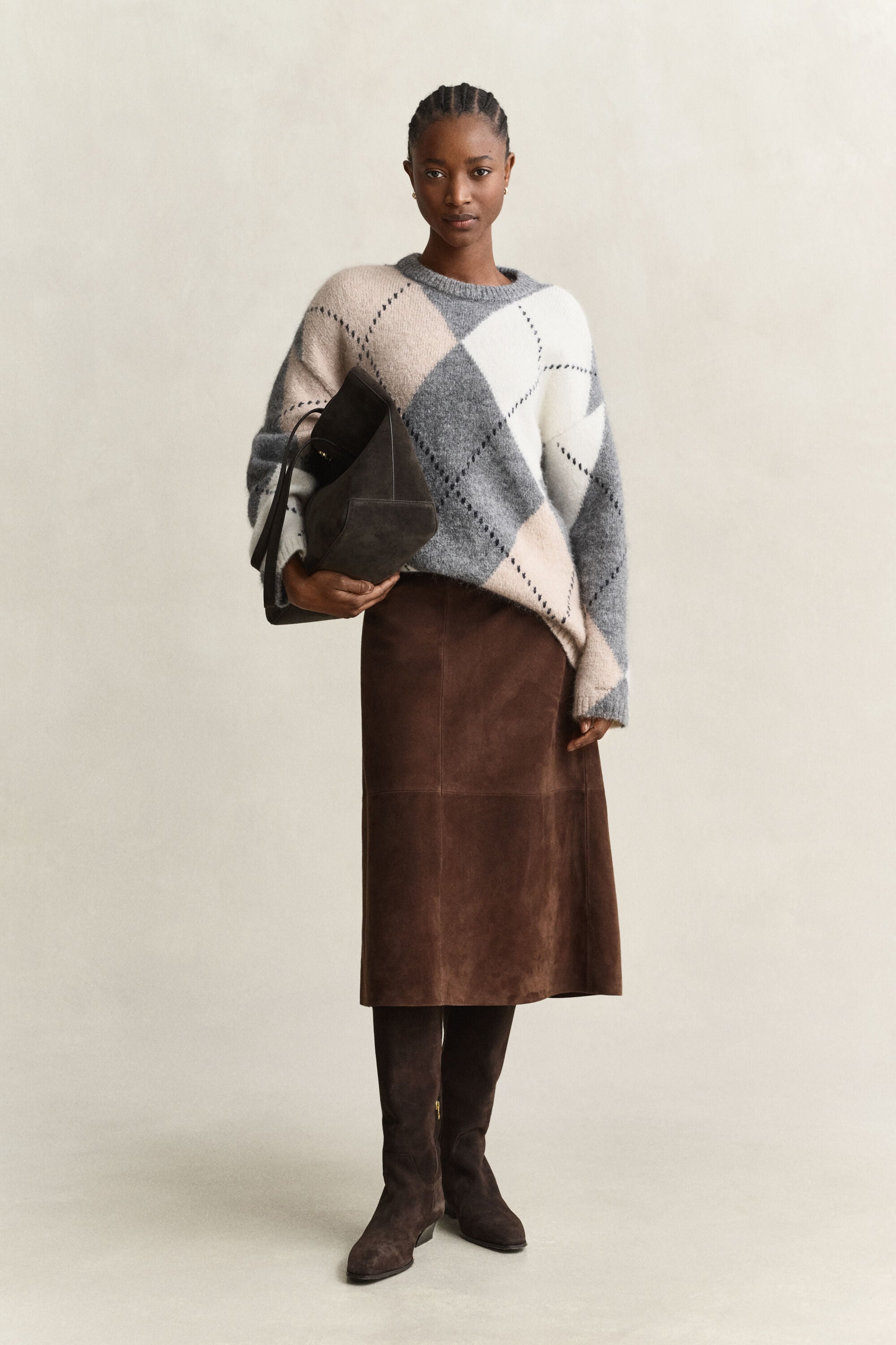 Alpaca Wool Blend Argyle Sweater