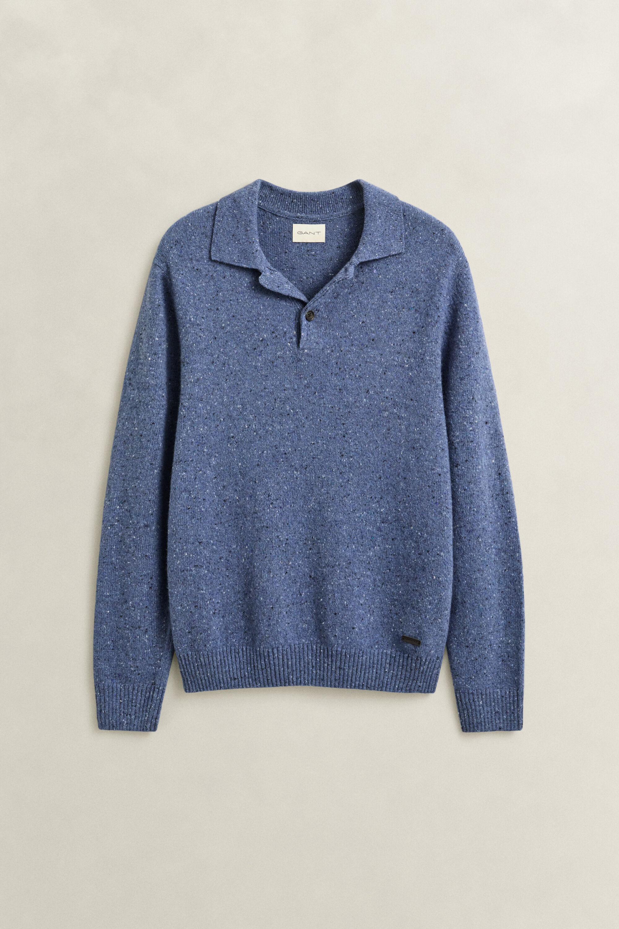 Wool Blend Nepps Polo Sweater