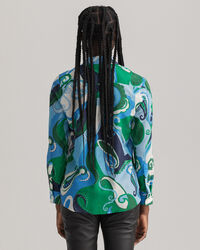 Regular Fit Paisley Cotton Silk Shirt