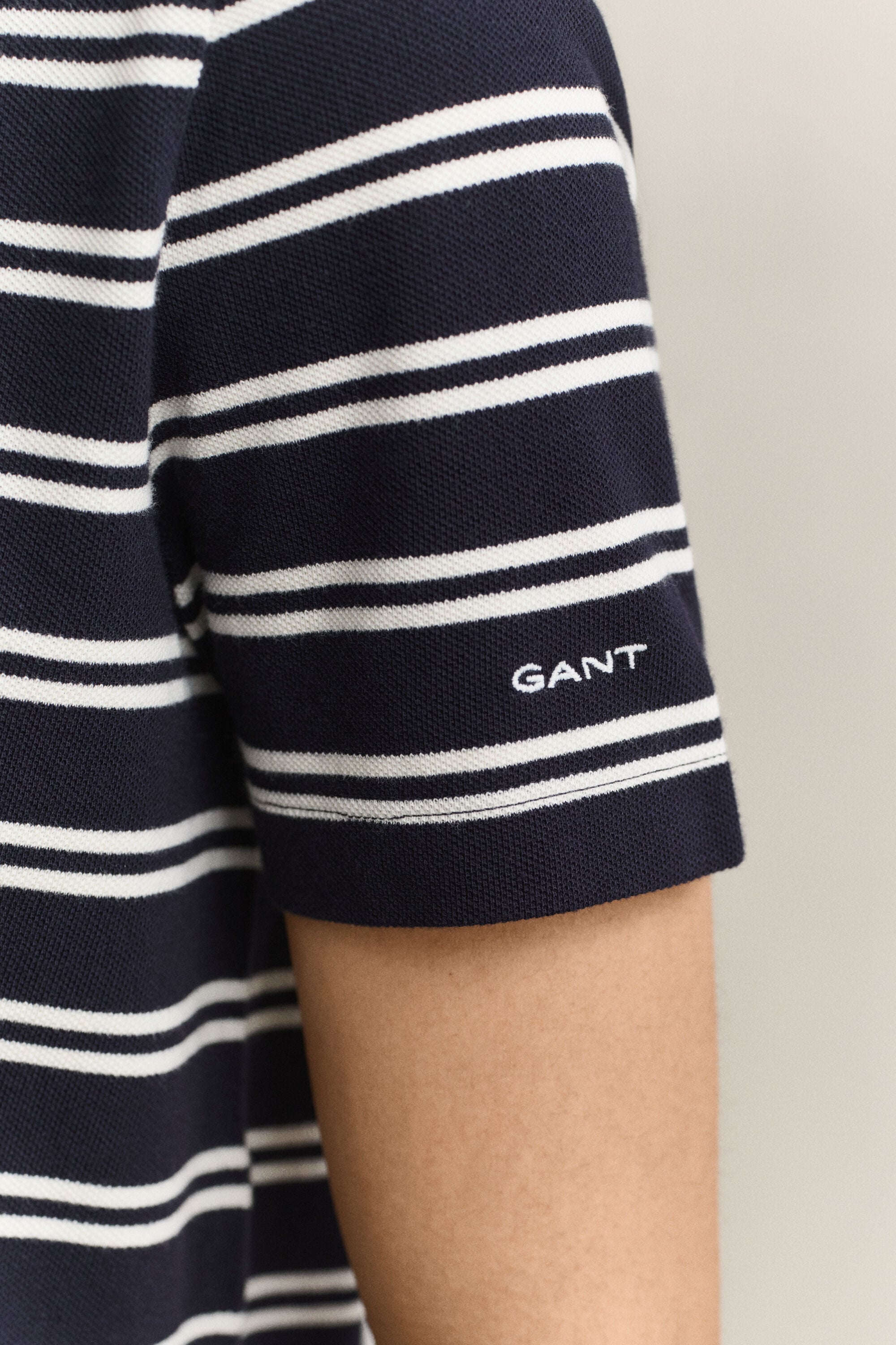 Striped Piqué Polo Top