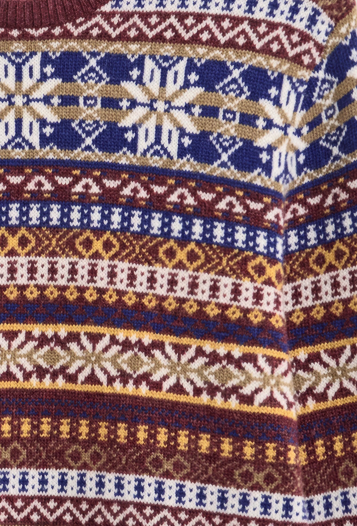 Fair Isle Crew Neck Sweater — DK BURGUNDY MEL