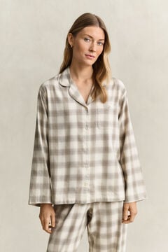 Checked Flannel Pajama Set — MIST TAUPE 6