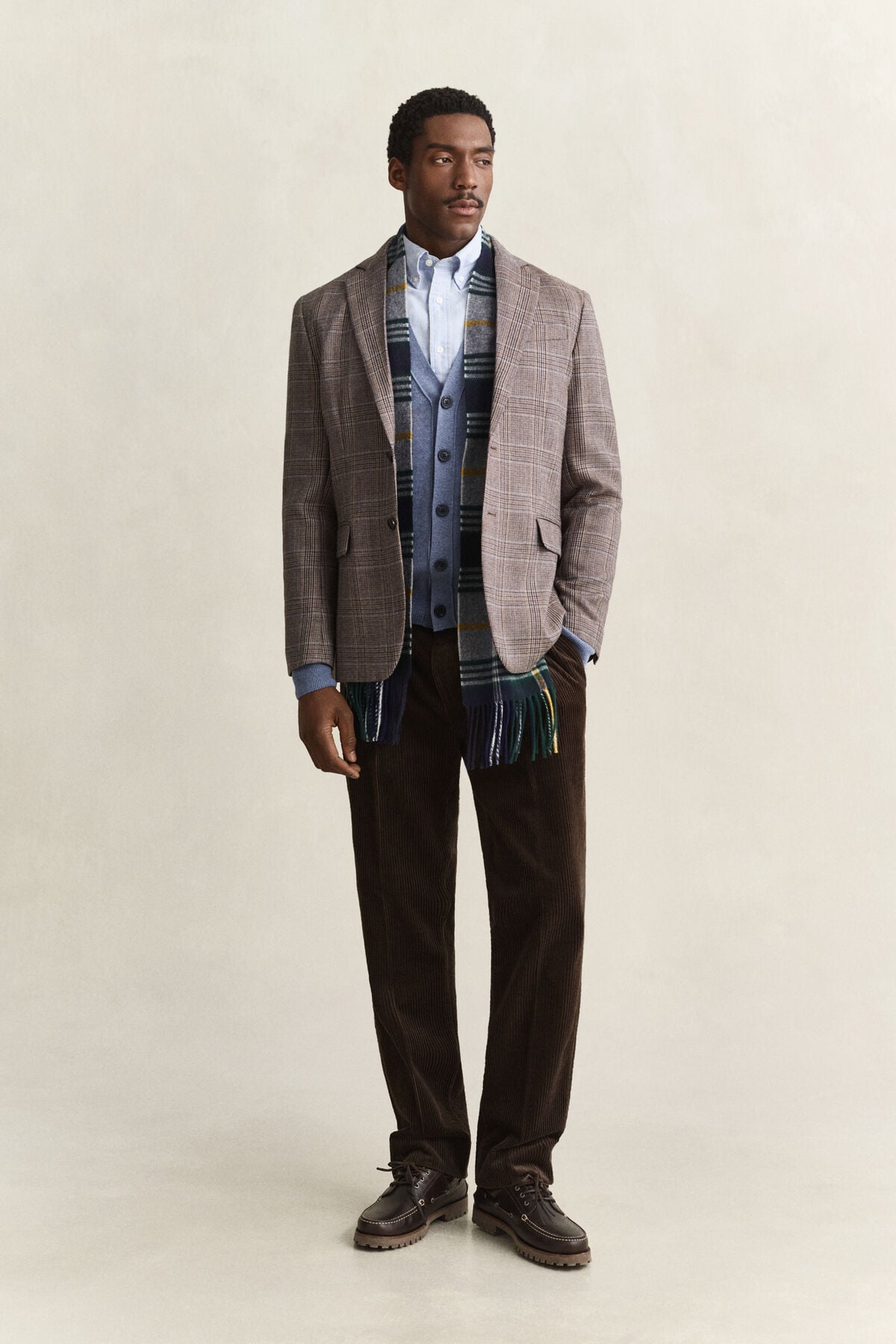 Lambswool V-Neck Cardigan — BLUE HORIZON