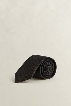 Woven Silk Tie — BLACK BROWN 2