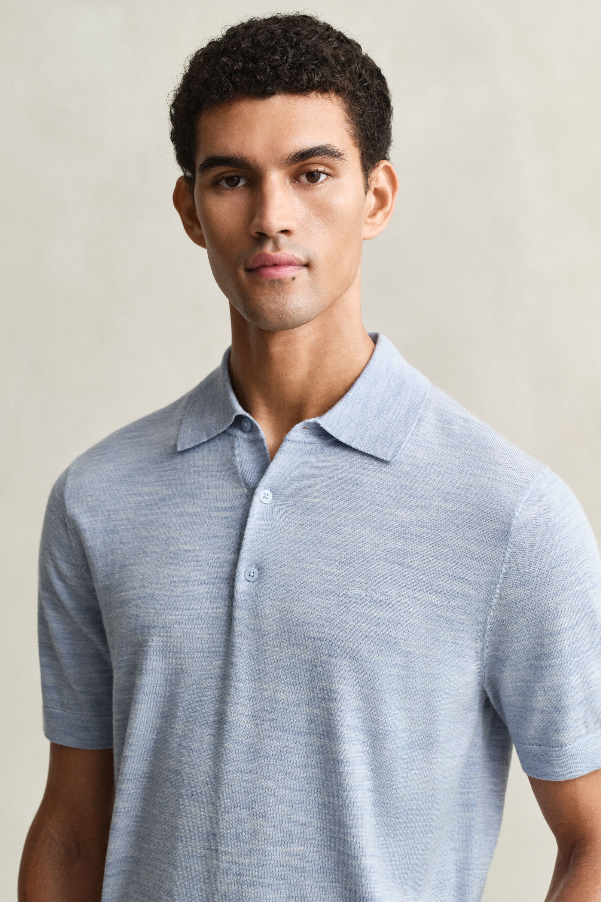 Extra Fine Merino Wool Short Sleeve Polo Sweater