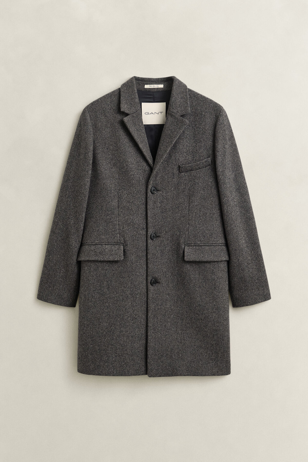 Two-Toned Wool Coat — BLACK GREY
