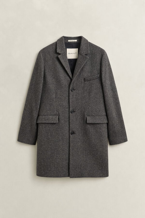 Two-Toned Wool Coat — BLACK GREY