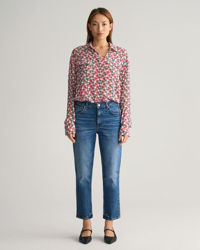 High-Waisted Straight Cropped Jeans - GANT