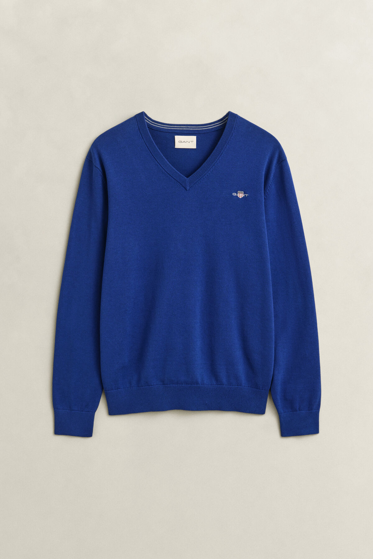 Cotton V-Neck Sweater — CRISP BLUE