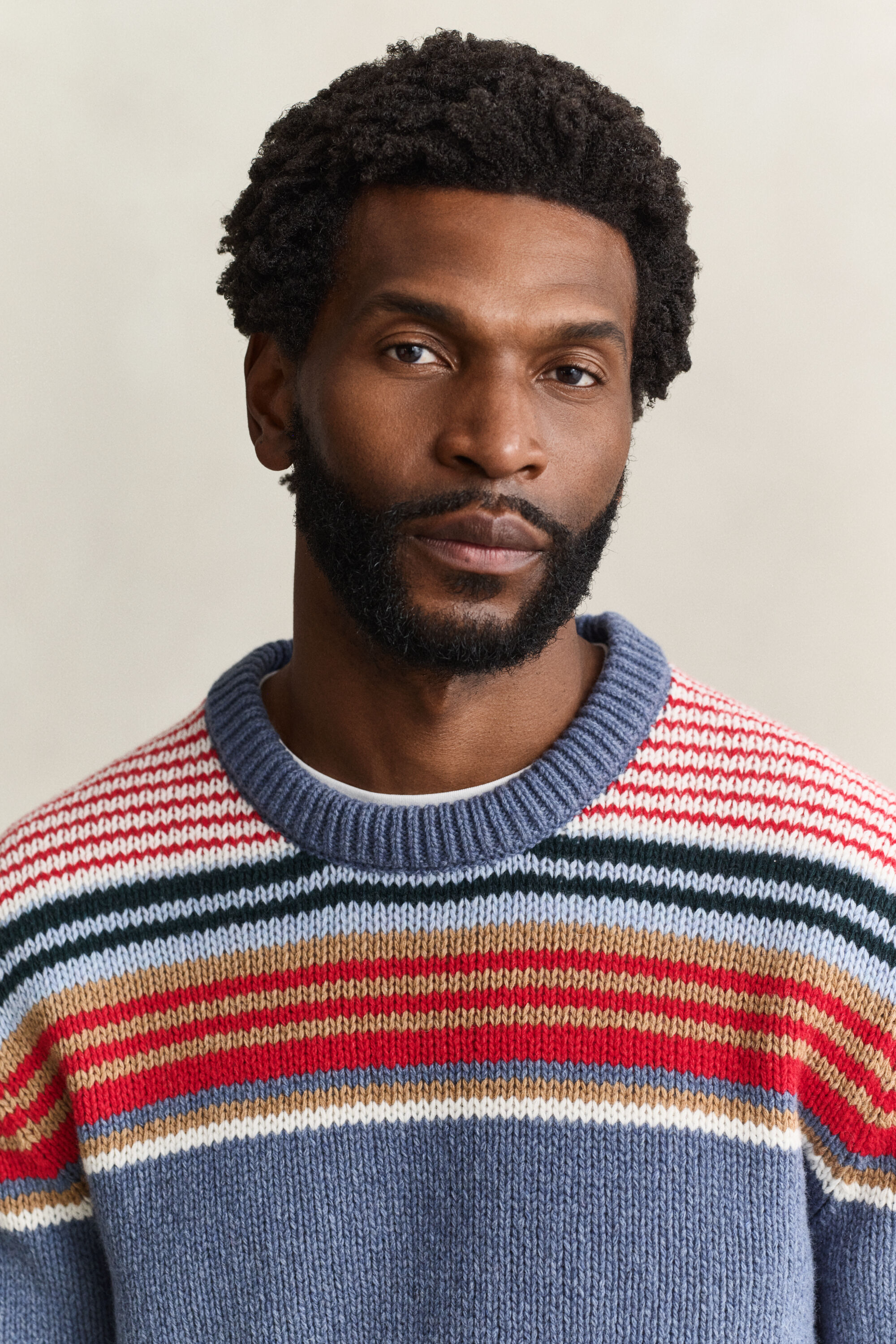 Multistriped Crew Neck Sweater