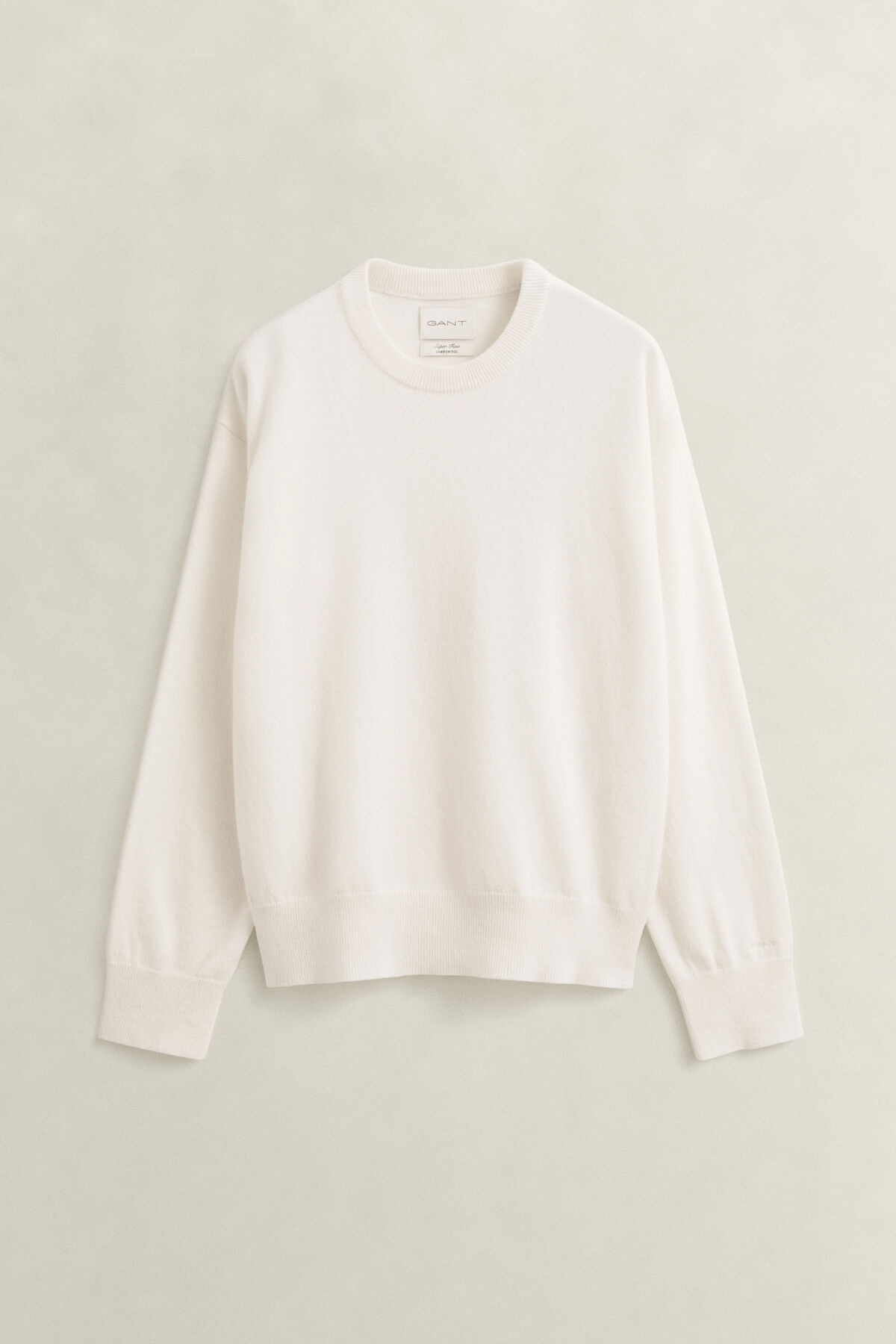 Superfine Lambswool Crew Neck Sweater — CREAM
