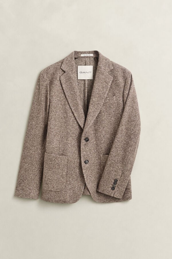 Wool Silk Jersey Blazer — CLAY BEIGE