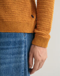 Textured Cotton Linen Crew Neck Sweater