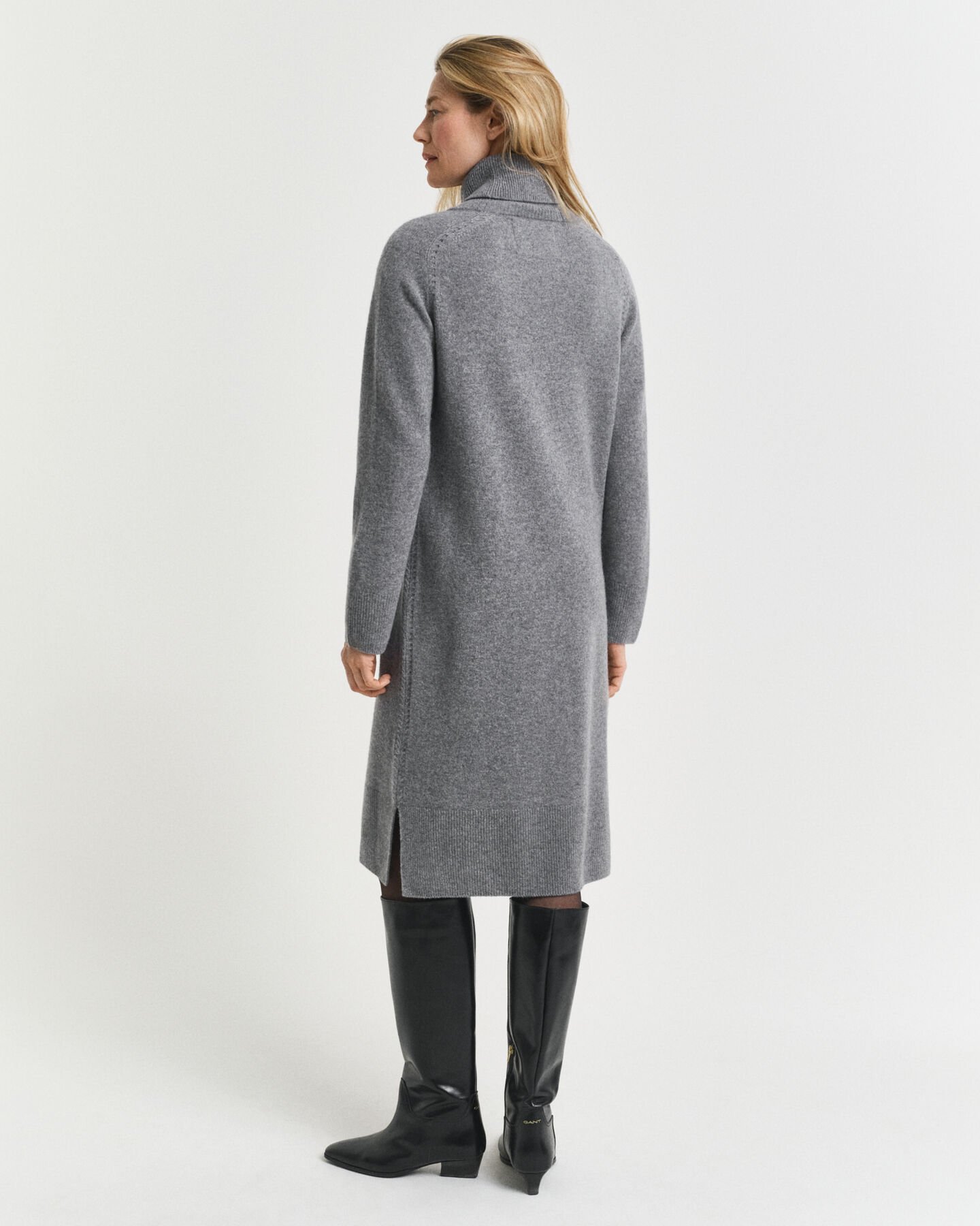 Knit Detail Turtleneck Dress