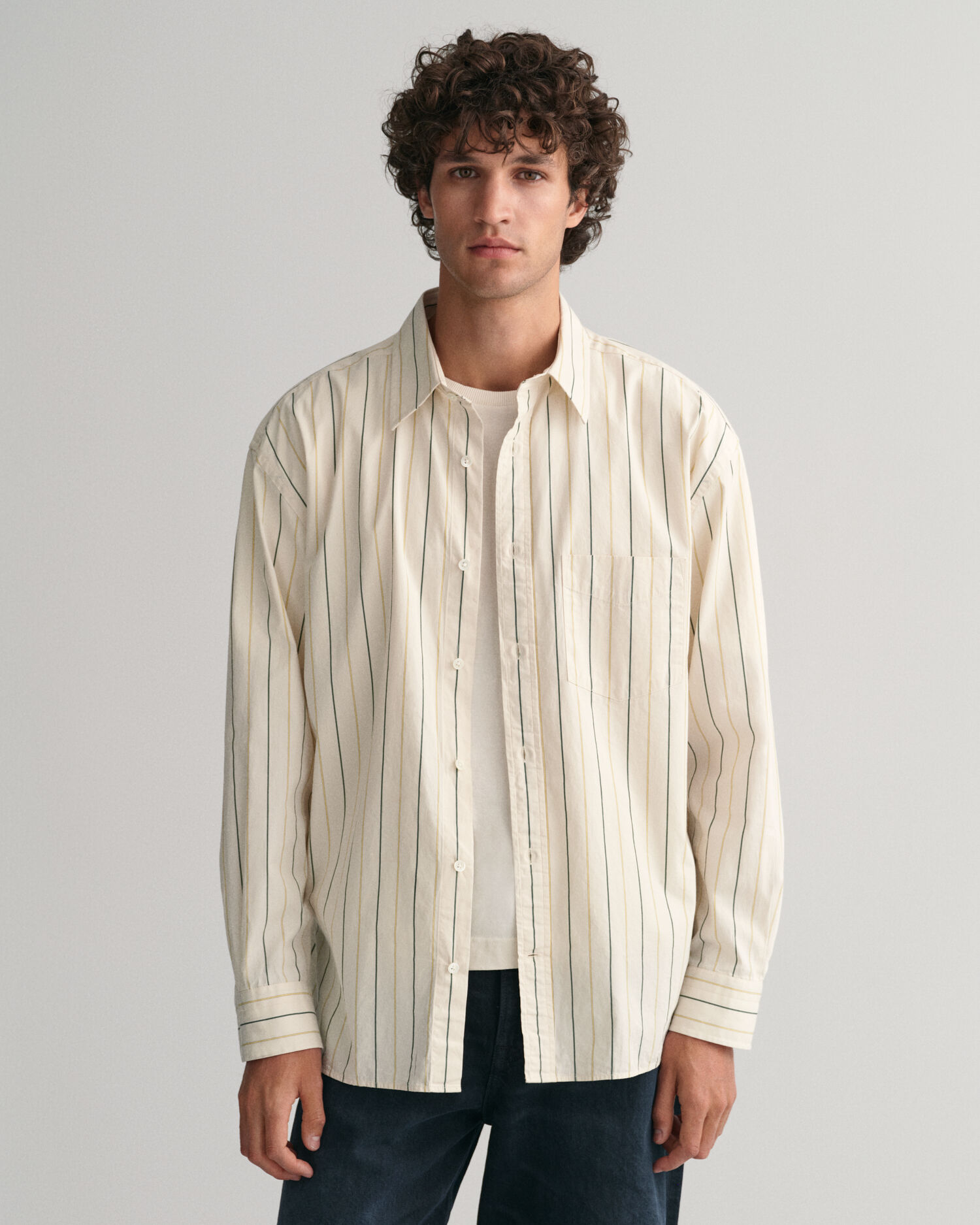 Oversized Striped Compact Poplin Shirt