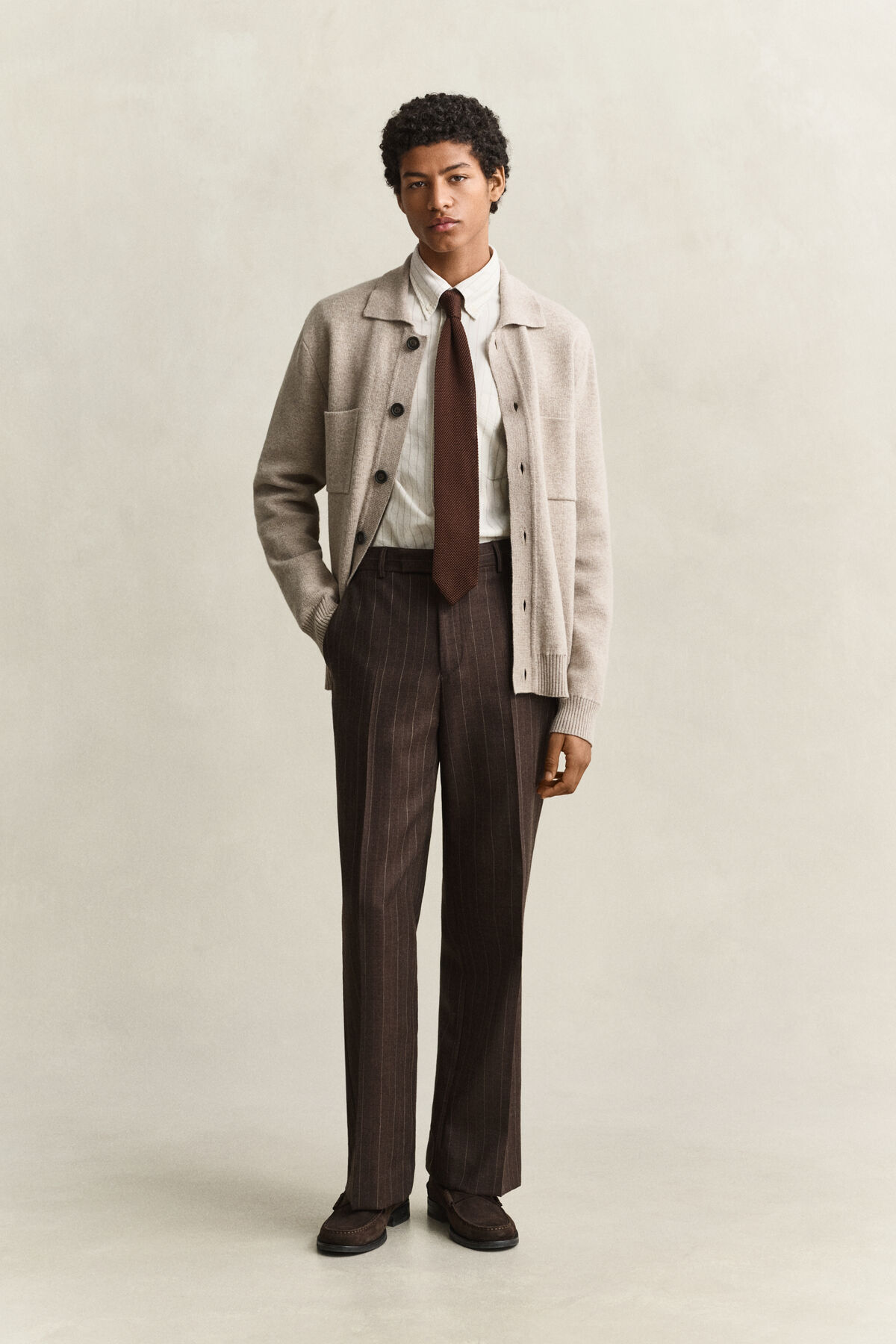 Double Knitted Overshirt — DK SAND MELANGE