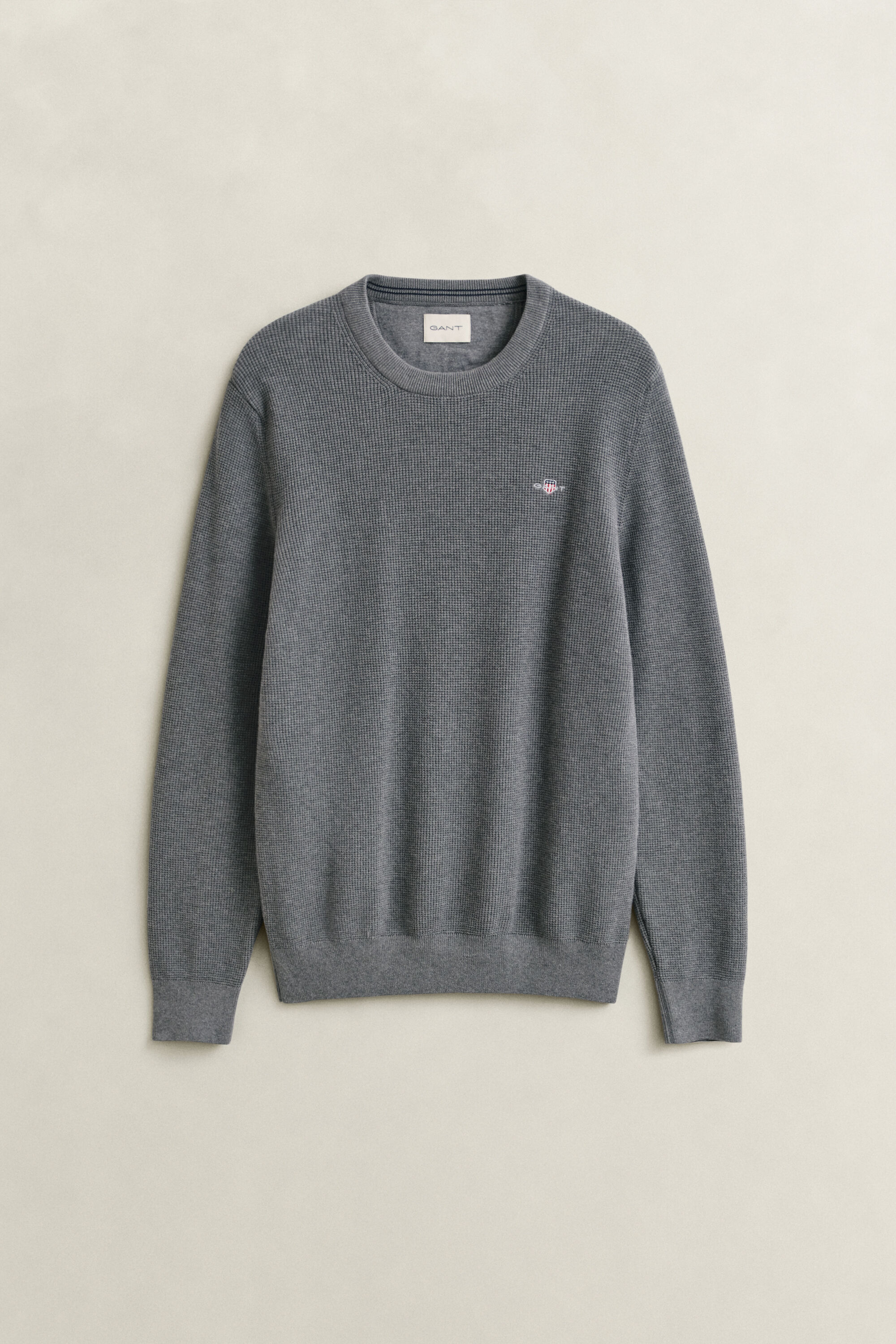 Textured Cotton Crew Neck Sweater
