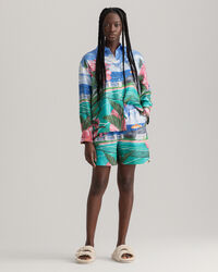 Scenery Print Drawstring Shorts